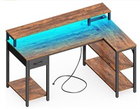 SUPERJARE L Gaming Desk  Rustic  47 inch