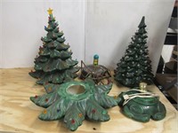 2 Ceramic Christmas Trees, 1 w/ broken base