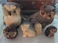 Hand Made Owls, Hedgehog + Fox Sculptures