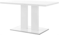 White Dining Table with Chrome Finish, 53"x34"x31"