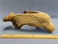 A magnificent ancient walrus jawbone carved as an
