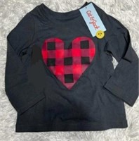 SZ 18M CAT & JACK LONG SLEEVE PLAID HEART SHIRT