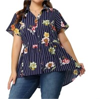 AGNES ORINDA PLUS SIZE V NECK BLOUSE, 4XL