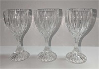 3 Retired Mikasa Park Lane Crystal Wine Glasses C