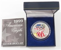 1999 COLORIZE SILVER EAGLE 1 OZ 999 FINE SILVER