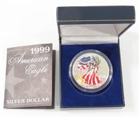 1999 COLORIZE SILVER EAGLE 1 OZ 999 FINE SILVER