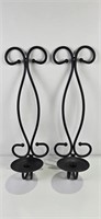 Set of 2 Large Artisinal Wrought Iron Candle