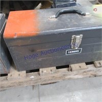 Metal tool box w 22", full of tools