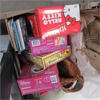 Puzzles, ball glove, cds, candles, misc