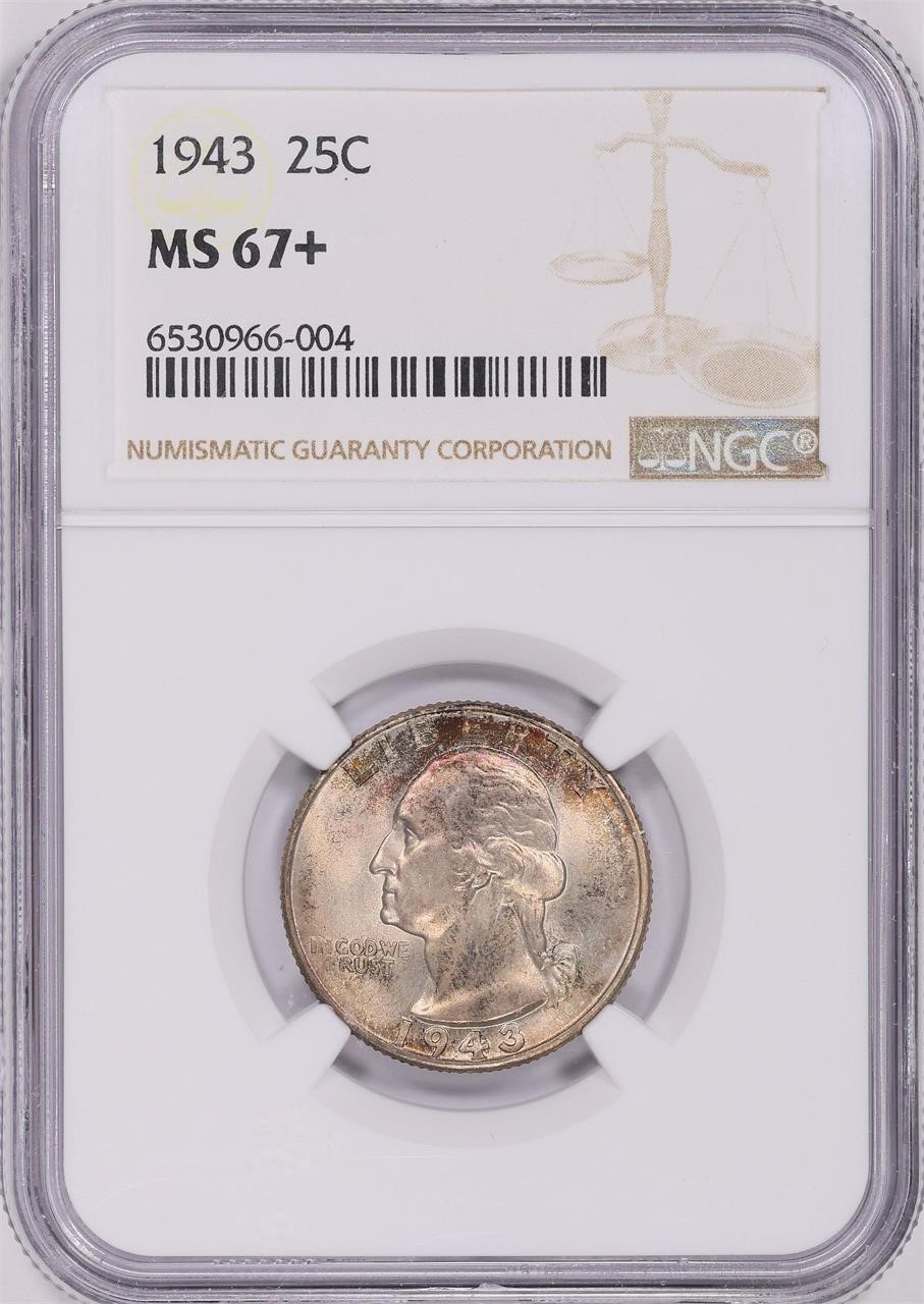 1943 Washington Quarter NGC MS-67+ (Toned)