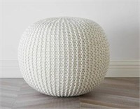 Urban Shop Round Solid Knit Polyester Pouf, White