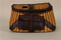 Vintage Wicker Fishing Creel w/ Leather Bindings,