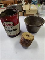 Esso Can & Sm Brass Bucket