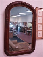 Vintage wall mirror with green tint, with gesso