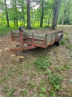 OLD WOOD FLOOR TRAILER - RAMPS/ SPARE TIRE