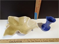 Hull Leaf Pottery Dish, USA Pottery Bud Vase