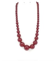 Art Deco faux cherry amber beaded necklace