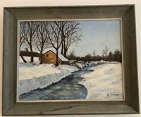 Painting Winter Scene Original Oil / Acrylic