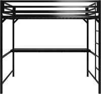 DHP Miles Metal Full Loft Bed with Desk, Black