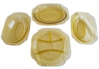 Federal Glass Madrid Amber Dishes (4)