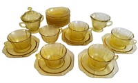 Federal Glass Madrid Amber Tea Set (20)