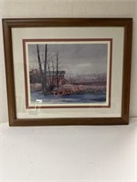 Vintage watercolor art print signed by "Polon?