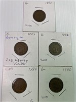 Indian Head Pennies Old 1880-1887