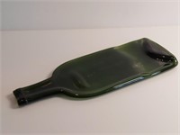 Melted Flat Green Liquor Bottle.  Rubber Feet On