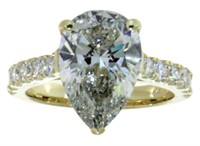 14k Gold 4.56 ct Pear Cut Lab Diamond Ring