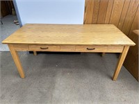 Wood Table W / 2 Drawers