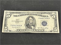 1953 $5 Silver Certificate Note