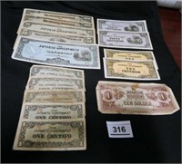 Japanese World War II Era Paper Currency; (15);