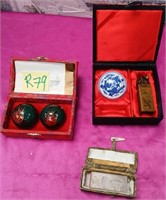 SW - VINTAGE ASIAN STAMP SETS & BAODING BALLS (R79