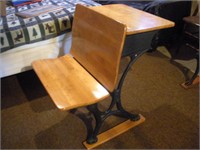 Antique School Desk  Cast Iron & Wood