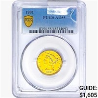 1881 $5 Gold Half Eagle PCGS AU55