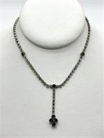 1930's Black & Clear Fancy Rhinestone Necklace