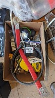 Measuring tapes, prybar, c clamps, etc