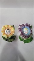 Pair of ucagco flowers ceramic wall pockets 7in x
