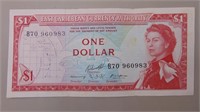 1965 East Caribbean One-dollar Note