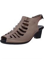 WF6810  Womens Leather Cut-Out Heel Sandals 7.5
