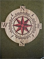 Wooden Compass hanging 12x12”