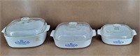 3 CorningWare Dishes W/ Lids