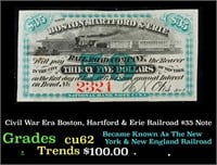 Civil War Era Boston, Hartford & Erie Railroad $35