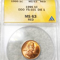 1995 DDO Lincoln Memorial Cent ANACS - MS 63 RED