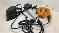 Tool lot. Includes a jigsaw, palm sander, and