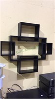 Contemporary  black wall shelf, 5 boxes with in