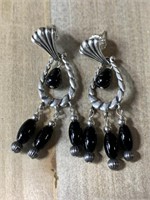 STERLING SILVER ONYX EARRINGS