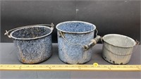 3 Small Enamelware Pots (no lids)