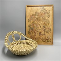 Wood Art w/ Handmade Basket