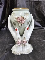 Vintage Hand Painted Porcelain Hand Vase